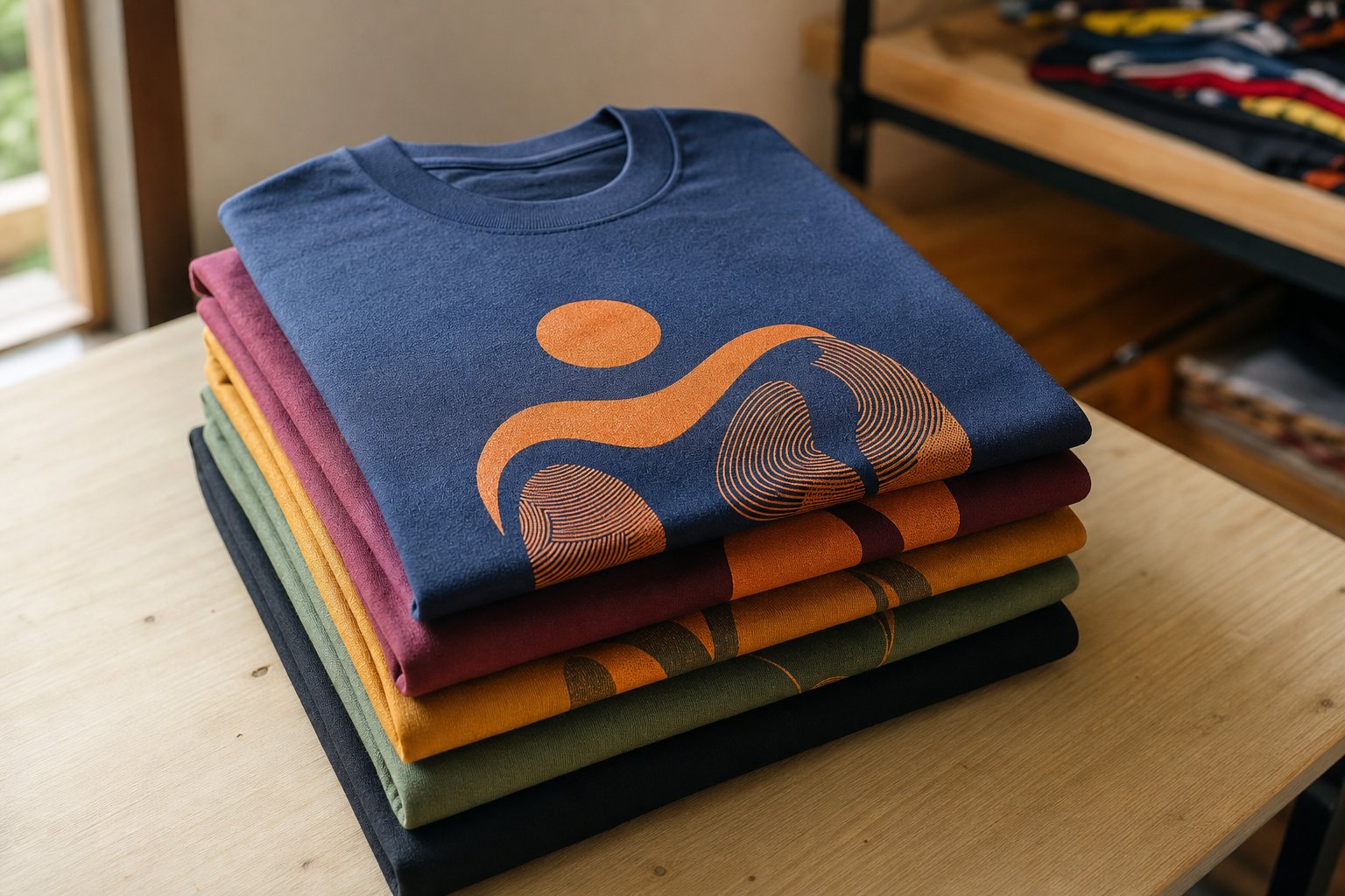 Koleksi kaos custom berbagai warna dengan sablon logo dari KaosKita